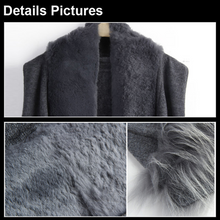 Load image into Gallery viewer, Women Natural Rabbit Fur Vest Knitted Wool Blends with Raccoon Fur Trim Waistcoat
