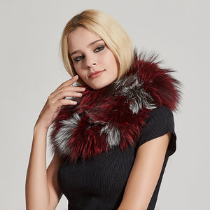 Fur Story FS17502 Women's Infinity Scarf for Winter Fox Fur Scarf Neck Warmer Fur Wrap Shawl