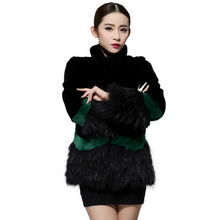 Load image into Gallery viewer, Natural Rex Rabbit Fur Coat Real Raccoon Fur Trim Sleeve Cuff Jacket  Thick Fur Overcoat