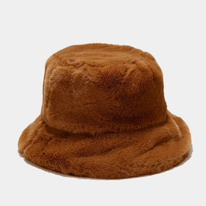Furry Bucket Hat Fluffy Winter Warmer Fisherman Cap for Women 22167