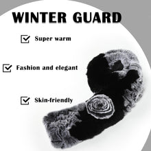 Load image into Gallery viewer, Women&#39;s Rex Rabbit Fur Scarf Ladies Flowers Crochet Winter Warm Knitted Fashion Scarf Scarves for Women