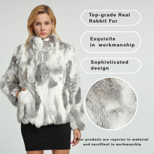 Load image into Gallery viewer, Women&#39;s Genuine Rabbit Fur Coat Fuzzy Warm Fur Jacket Winter Outware 151249