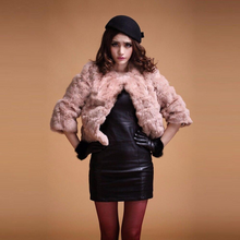 Load image into Gallery viewer, Real Rabbit Fur Coat Short Overcoat Jacket Womens&#39; Top Winter Dress Good Quality Fur Coat Female Fur Story FS13016