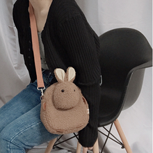 Load image into Gallery viewer, Plush Rabbit Bunny Fluffy Toy Crossbody Shoulder Bag Satchel with Rope 22411