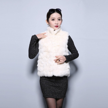 Load image into Gallery viewer, Natural Rabbit Head Fur Vest Waitcoat Jacket Coat