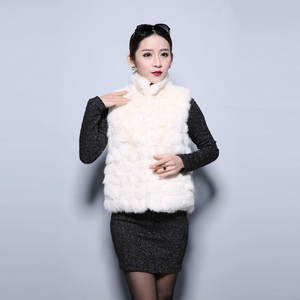 Natural Rabbit Head Fur Vest Waitcoat Jacket Coat