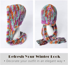 Load image into Gallery viewer, Fur Hooded Scarf Hat Scarves Hood Scarf Beanie For Women Head Neck Warmer Winter With Rabbit Fur