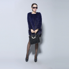 Load image into Gallery viewer, Natural Mink Fur Knitting Coat  Jacket Overcoat Long Length Version Outerwear Full Sleeve