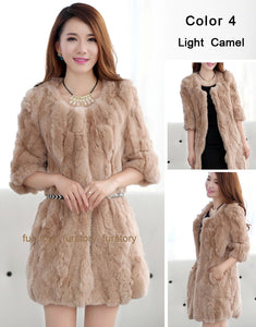 Women's  Real Rex Rabbit Fur Coat  Bright color Natural Fur Coat Female 13013