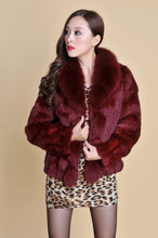 Load image into Gallery viewer, Women' Real Rabbit Fur Jacket with Real Fox Fur Collar Real Fur Jacket Coat 010119