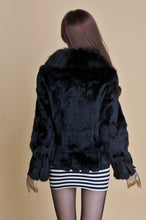 Load image into Gallery viewer, Women' Real Rabbit Fur Jacket with Real Fox Fur Collar Real Fur Jacket Coat 010119