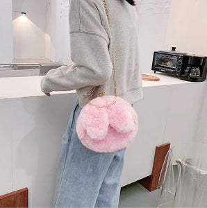 Faux Fur Wallet Fuzzy Bunny Women's Crossbody Bag Women's Plush Clutch  19820