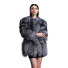 Load image into Gallery viewer, Natural Fox Fur Coat Luxury Fur Overcoat Garment Jacket Large Size O-Neck