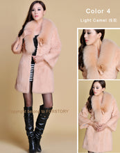 Load image into Gallery viewer, Women&#39;s Long Real Rabbit Fur Coat with Fox Fur Collor Fur Story FS13070