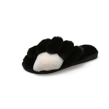 Load image into Gallery viewer, Women&#39;s Cross Band Open Toe Soft Plush Fleece Non-Slip Slippers 22S20