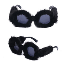 Load image into Gallery viewer, Women Plush Fuzzy Sunglasses Punk  Ladies Party Masquerade Eyewear 22811