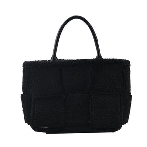 Women Woven Satchels Plush Totes Large Capacity Top-Handle Bags 22435