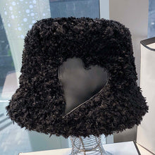 Load image into Gallery viewer, FUR STORY Women&#39;s heart pattern plush bucket hat warm fisherman&#39;s hat in winter 22625