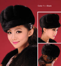 Load image into Gallery viewer, Women&#39;s Winter Hats Real Full Mink Fur Hats Women&#39;s Peaked Caps 13619