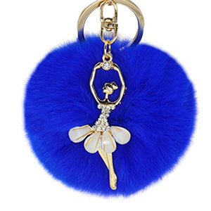 Fur Story FS16819 Fur Pom Pom KeyChain Bag Car Purse Charm Fluffy Fur Keychain Ball