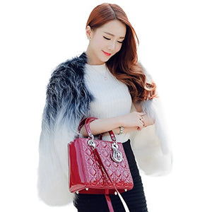 Fur Story Women's Knitted Fur Coat with Real Raccoon Fur Thick Warm Coat O Neck