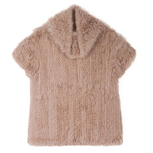 Women's Knitted Real Rabbit Fur Vest Pullover Solid Female Warm Coat 17211