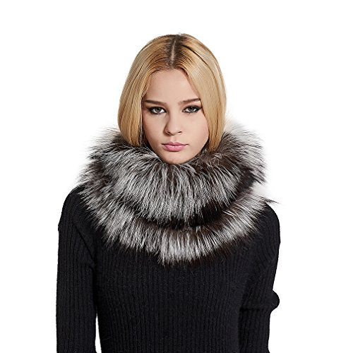 Fur Story FS17508 Women's Infinity Scarf for Winter Fox Fur Scarf Neck Warmer Fur Wrap Shawl