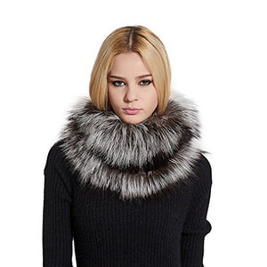 Fur Story FS17508 Women's Infinity Scarf for Winter Fox Fur Scarf Neck Warmer Fur Wrap Shawl