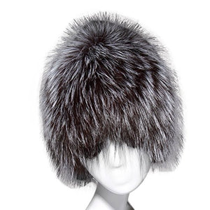 Fur Story 15662 Women's Real Puff Fox Fur Beanie Hat Skull Cap