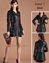 Load image into Gallery viewer, Genuine Sheep Leather Jacket Windbreak Long Lamb Leather Outer Coat