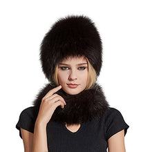 Load image into Gallery viewer, Fur Story FS17613 Women&#39;s Real Fox Fur Skullies Beanie Hat Scarf Set Elastic Warm Winter Hats Women