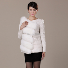 Load image into Gallery viewer, Genuine Leather Coat Down Jacket Real Fox Fur Jacket Winter Overcoat 14130