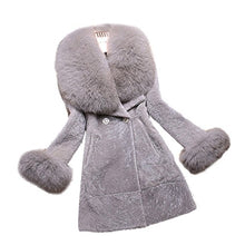 Load image into Gallery viewer, fur story Women&#39;s Long Real Lamb Fur Coat with Fox Fur Collar Thick Warm Coat Full Sleeve