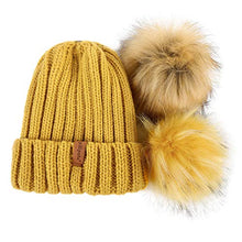 Load image into Gallery viewer, Pilipala Women Knit Beanie Hat with Fur Pompom Winter hat for Women Ski Cap