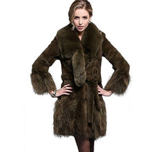 Load image into Gallery viewer, Fur Story 15157 Women&#39;s Long Real Rabbit Fur Coat with Fur Collor and Hem