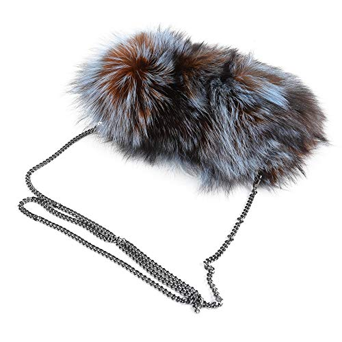 Fur Story Purses for Women Metal Strap Crossbody Bags Small Sling Bag Fuzzy Shoulder Bag Cute Plush Bag