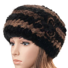 Load image into Gallery viewer, Fur Story 14629 Women&#39;s Knitted Real Mink Fur Skullies Beanie Hat