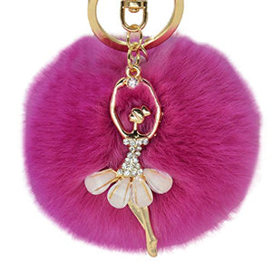 Fur Story FS16819 Fur Pom Pom KeyChain Bag Car Purse Charm Fluffy Fur Keychain Ball