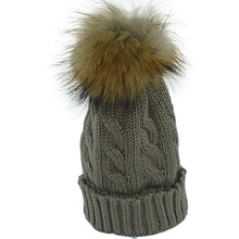 Load image into Gallery viewer, Fur Story Unisex Beanie Outdoor Cap Real Raccoon Fur Pom Pom Hats