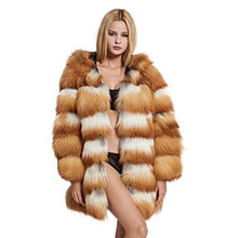 Load image into Gallery viewer, fur story Women&#39;s Long Genuine Fox Fur Coat with Hood Thick Warm Coat Full Sleeve O Neck