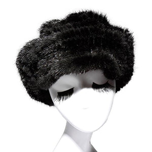 Fur Story 15669 Women's Knitted Real Mink Fur Beret Hat