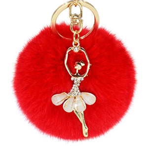 Fur Story FS16819 Fur Pom Pom KeyChain Bag Car Purse Charm Fluffy Fur Keychain Ball