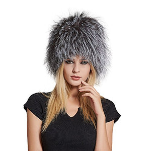 Fur Story FS17614 Women's Real Fox Fur Skullies Beanie Hat Elastic Warm Winter Hats