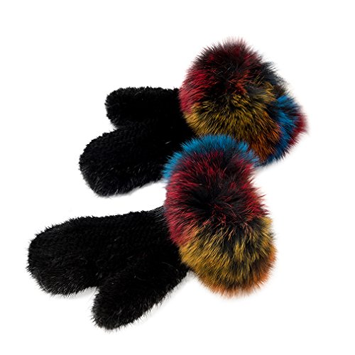 Fur Story FS17820 Women's Knitted Mink Fur Gloves Winter Warm Fur Mittens
