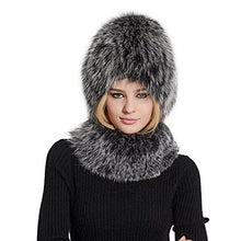 Load image into Gallery viewer, Fur Story Women&#39;s Real Fox Fur Skullies Beanie Hat Scarf Set Elastic Warm Winter Hats Women