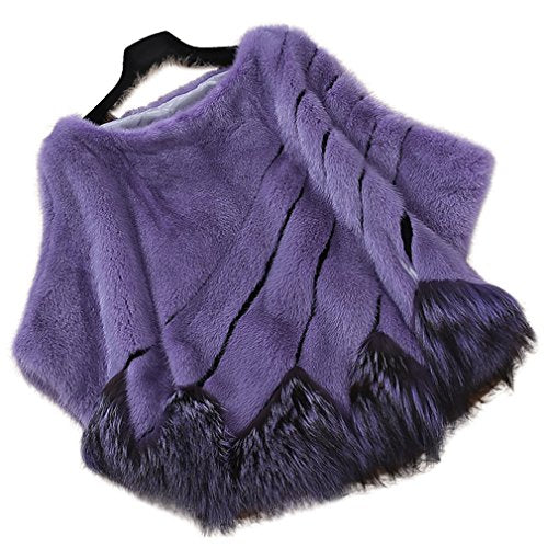 Fur Story 161111 Women's Real Mink Fur Pullover Coat with Silver Fox Fur Hem