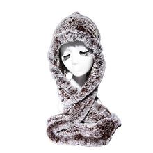 Load image into Gallery viewer, Fur Story 15670 Women&#39;s Knitted Real Rabbit Fur Beanie Hat with Fur Hat Scarf