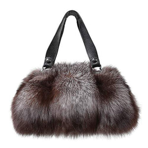 Fur Story Women's Winter Fur Fox Handbag Leather Ladies Shoulder Bag