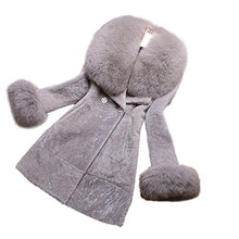 Load image into Gallery viewer, fur story Women&#39;s Long Real Lamb Fur Coat with Fox Fur Collar Thick Warm Coat Full Sleeve