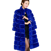 Load image into Gallery viewer, Fur Story Women&#39;s Long Fur Coat with Real Rex Rabbit Fur Nine Points Sleeve Mandarin Collar